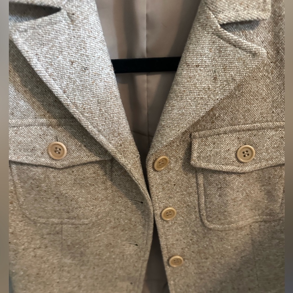 Theory Wool-Blend Taupe Tweed Blazer Jacket – Size 2 - Like New - Picture 5 of 5